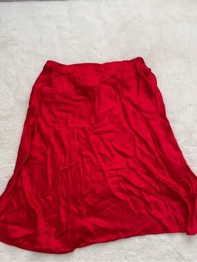 H&M Vibrant Red Satin A-Line Skirt
